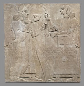 panel en relieve de rey y eunuco, c.883-59 a.C. (alabastro de yeso)